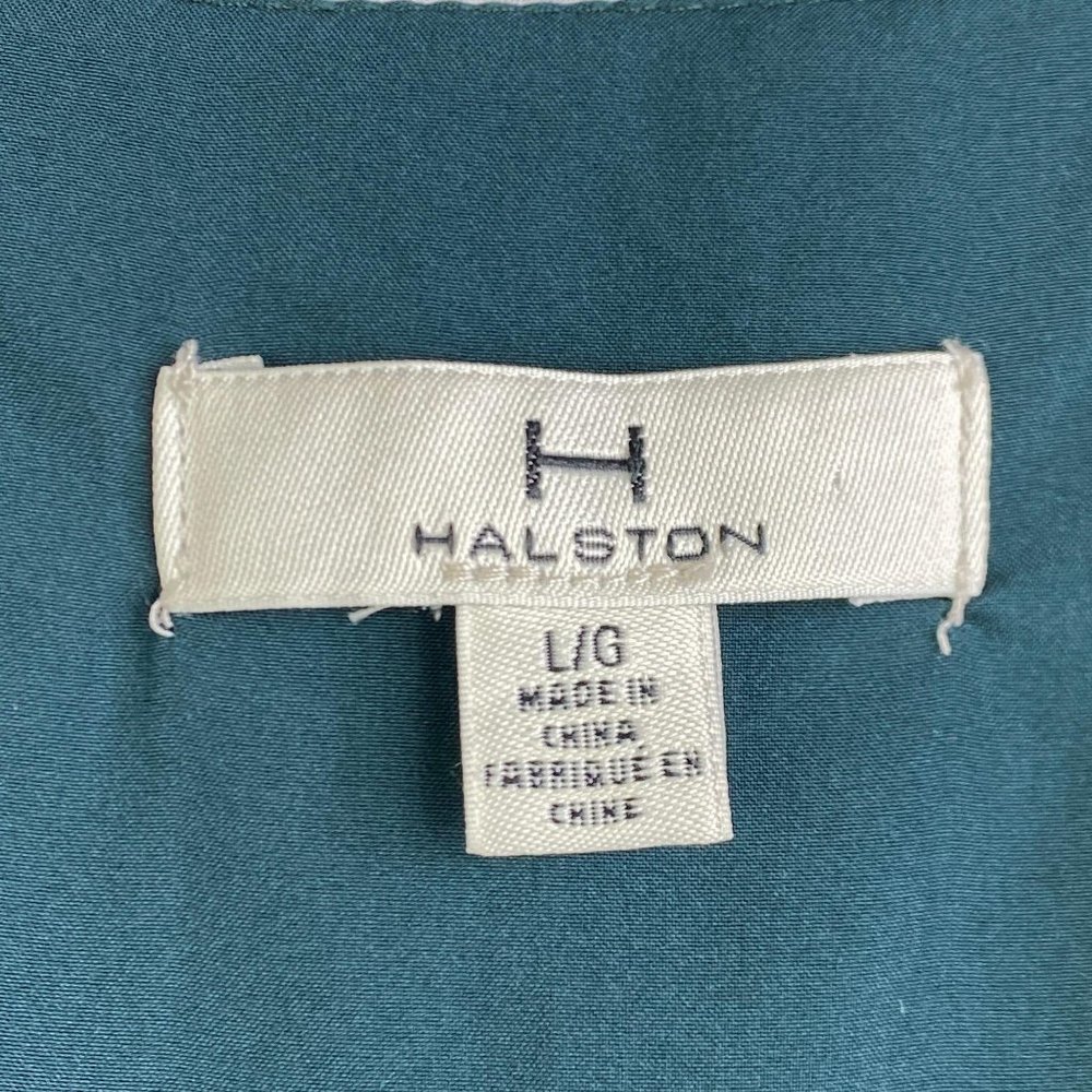 Halston Leaves-Pattern Flowy Blouse - image 4